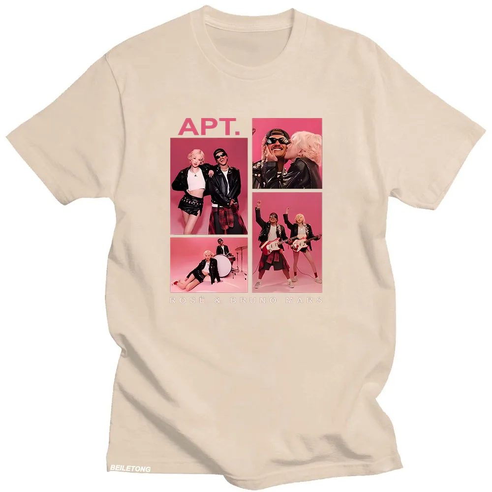 APT ROSÉ و برونو المريخ تي شيرت للجنسين زوجين Harajuku الجمالية تي شيرت قصير الأكمام الجولة الرقبة التي شيرت Camisetas فاسق الملابس