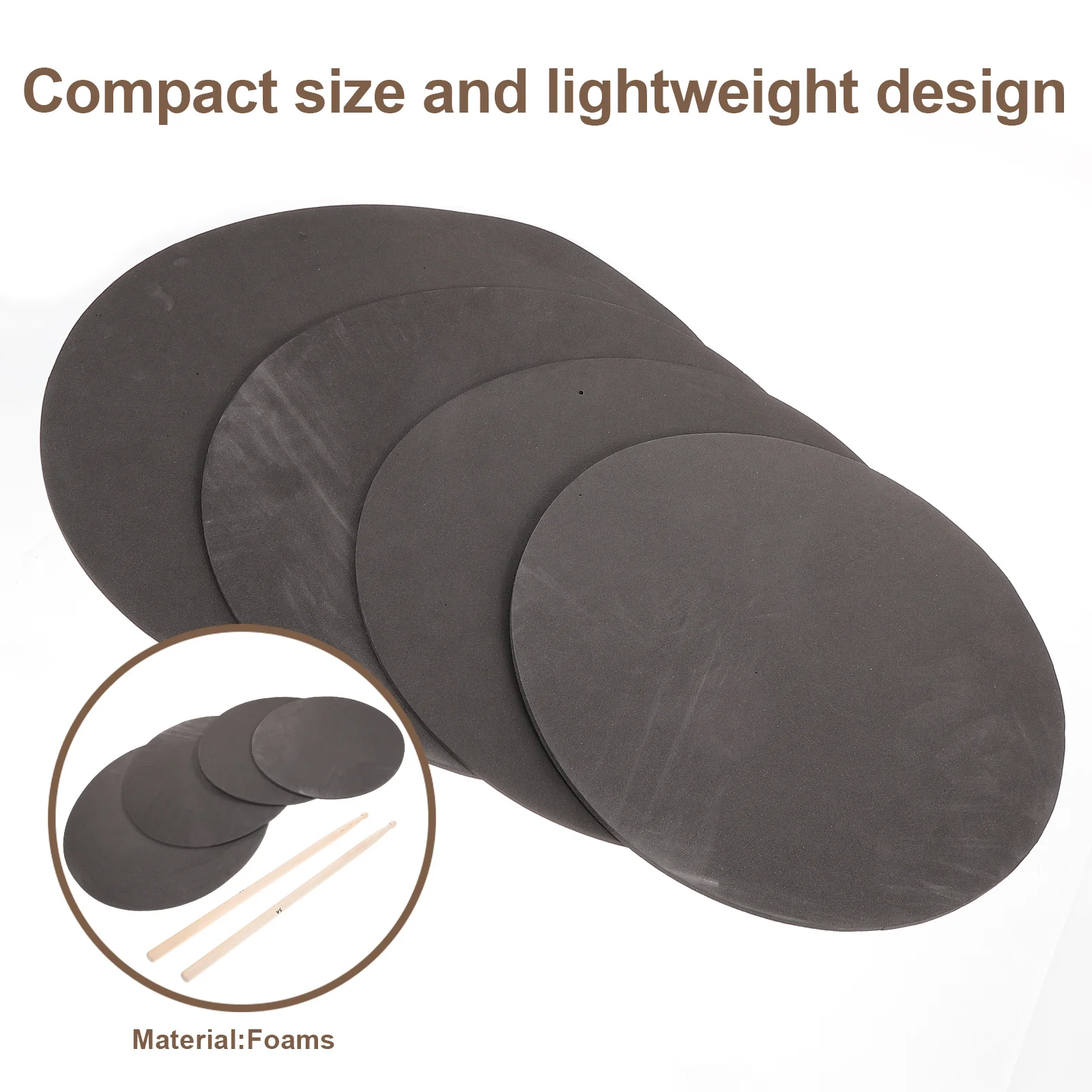 1 set kit di pratica per batteria silenziosa pad rullante durevole con bacchette ergonomiche portatili per batteristi principianti e professionisti