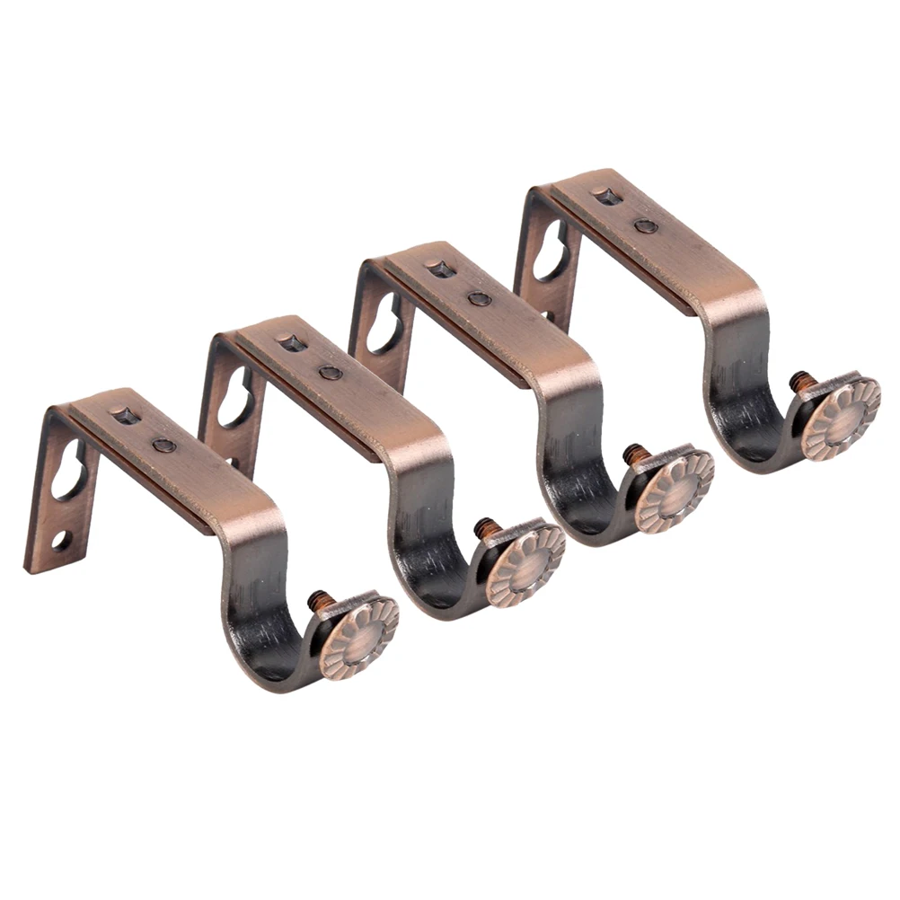 

4pcs 18-22Mm Adjustable Copper Curtain Rod Bracket Wall Mounted Drapery Pole Holder Screws Included Red Bronze