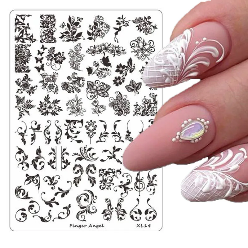 XL Ultra-Thin Lines Nail Stamping Plate Portrait Flower Nail Art Board Template Steel Geometric Printing Stencil Print Template#