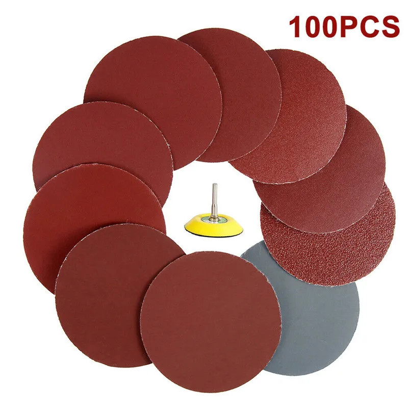 

3Inch 75mm Sanding Discs 100pc With Backing Pad Round Sandpaper Sheet Replacement Electric Drill Rotary Grinder Polishing Tools