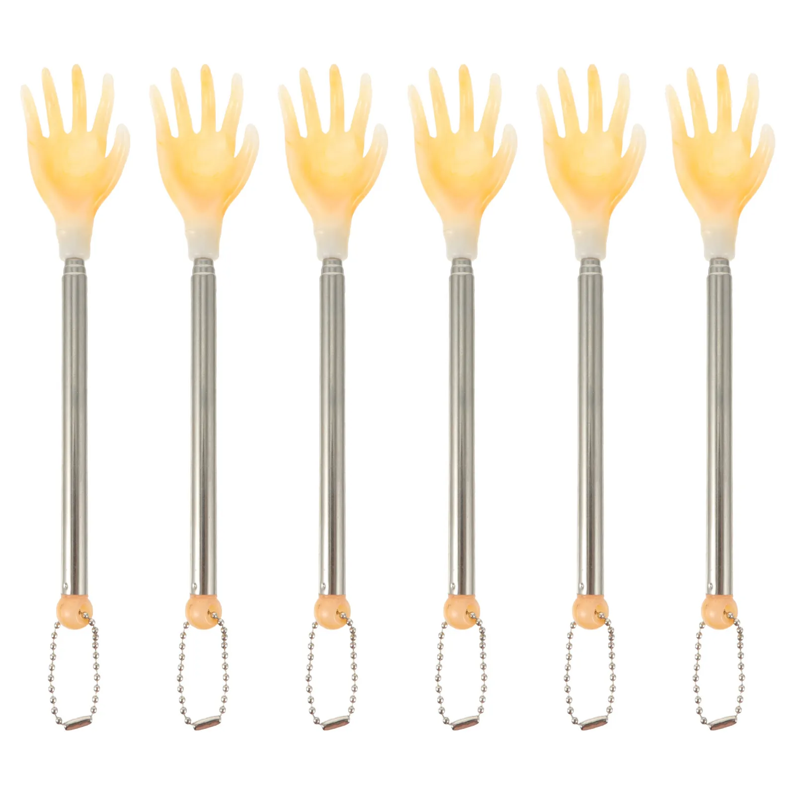 6Pcs Extendable Stainless Steel Back Scratcher Telescoping Scratching Stick Itch Relief Tool Compact Portable Back Massager