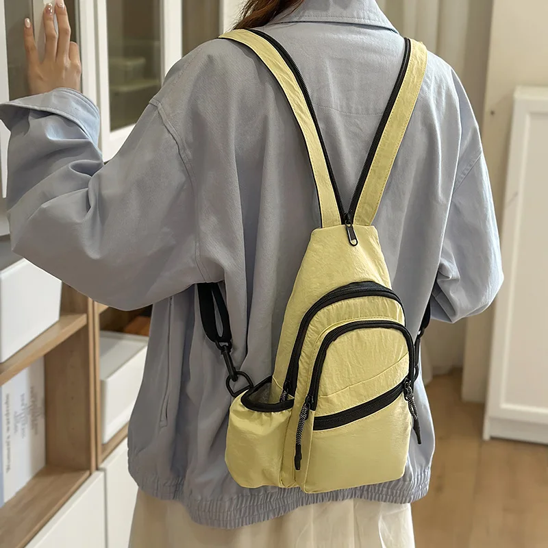 

Нагрудная сумка для мужчин и женщин, нейлоновый регулируемый ремень, однотонные рюкзаки, спортивная сумка через плечо с сумкой для бутылки с водой, модный кошелек для монет