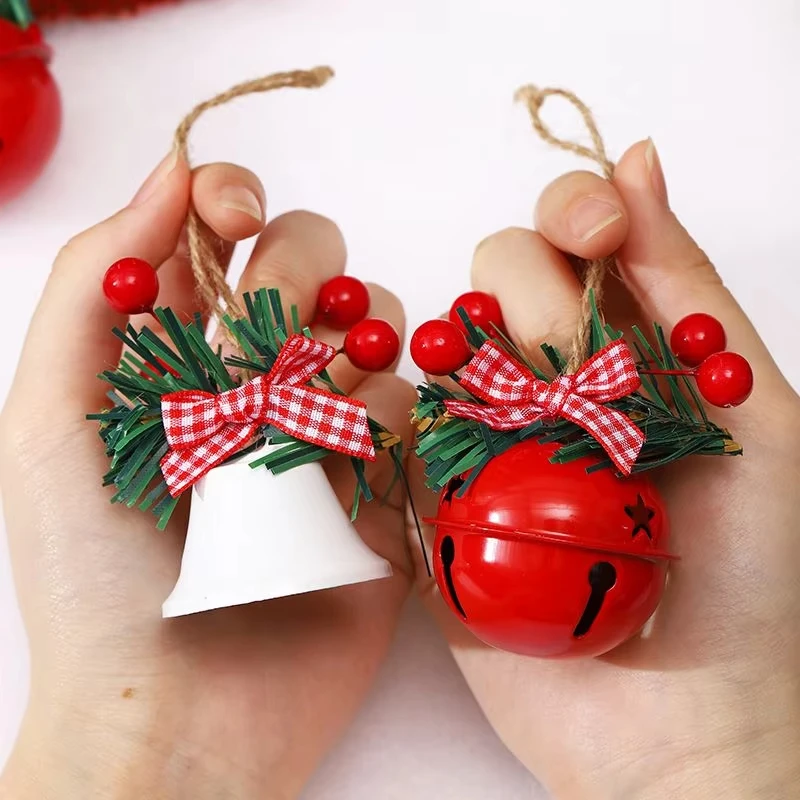 Decorazioni per l'albero di Natale Palla appesa Ornamenti a stella Campana in metallo rosso bianco dorato Decorazioni natalizie per la casa Articoli per feste