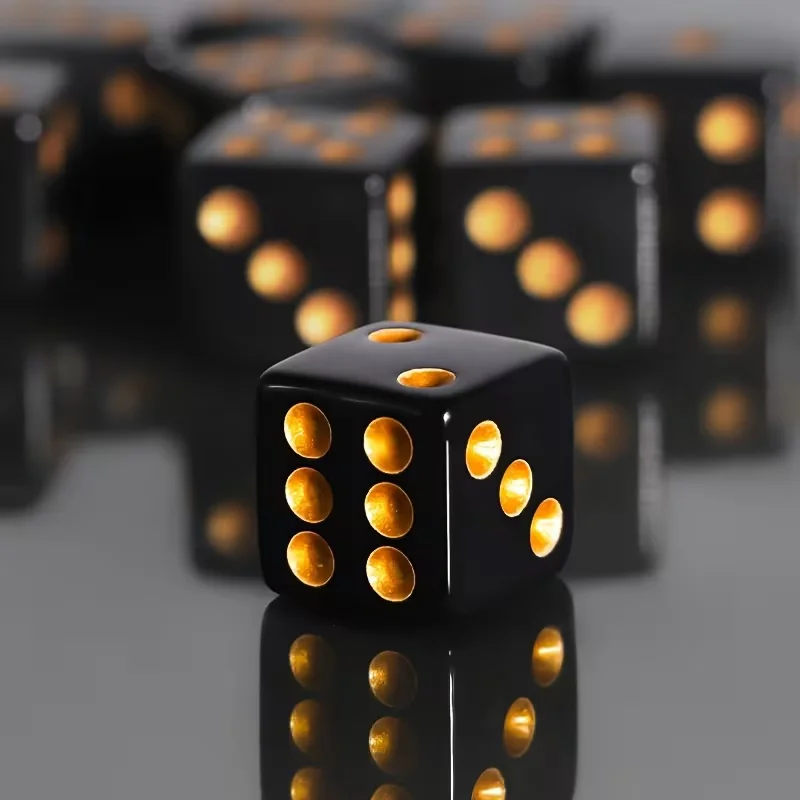 

6pcs Black & Gold Dice Set, Acrylic D6 Numbered 1-6 for Board Games, Wargaming, Tabletop & Party Fun