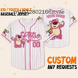 2024 New Disney Toy Story Lotso Baseball Jersey Free Custom Name Men's And Women's Casual Fashion Street Baseball Shirts