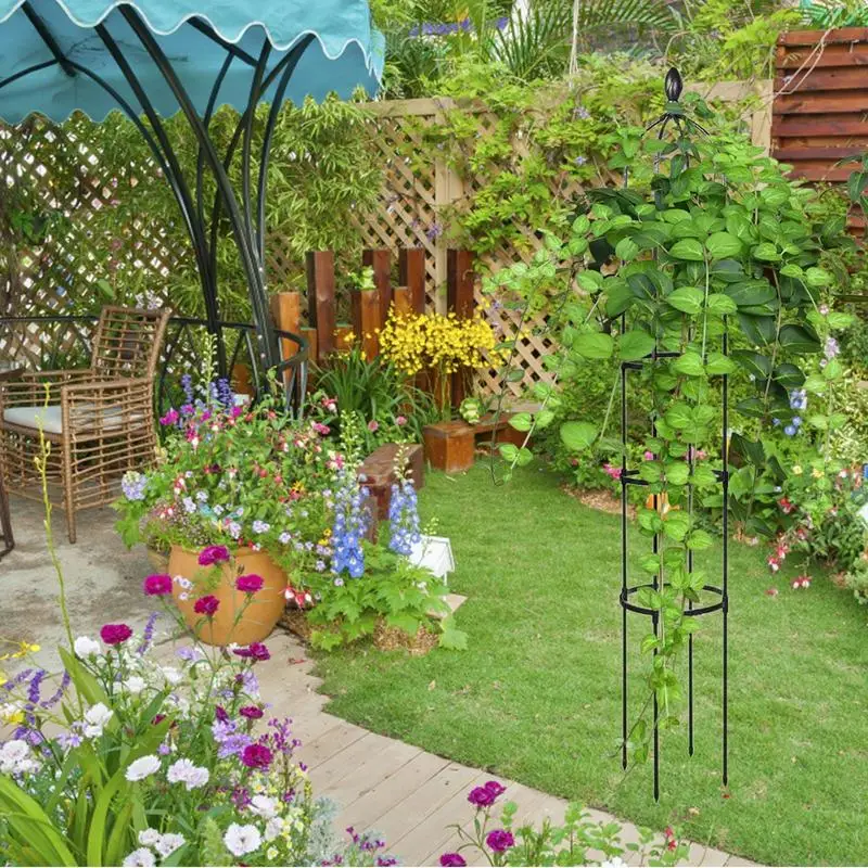 Metal Trellis for Garden wooden obelisk arches support frame PE Coating Steel Flower Support Metal Frame Cage For Plant Climbing