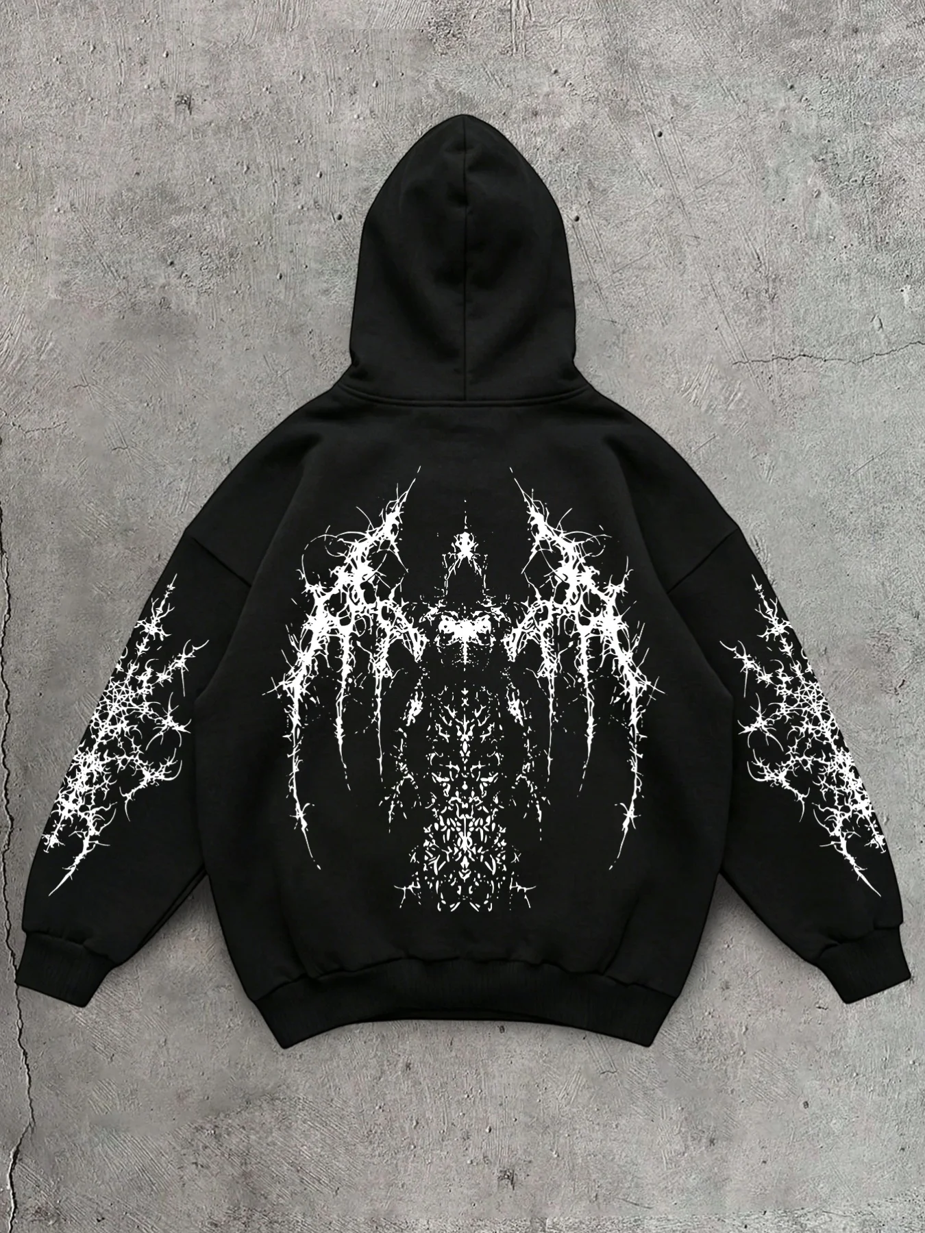 Dark Madness Thorn Devil Printed Hoodie Autumn/Winter Loose Oversize Top Unisex Cool Pull Show Thin Versatile Coat