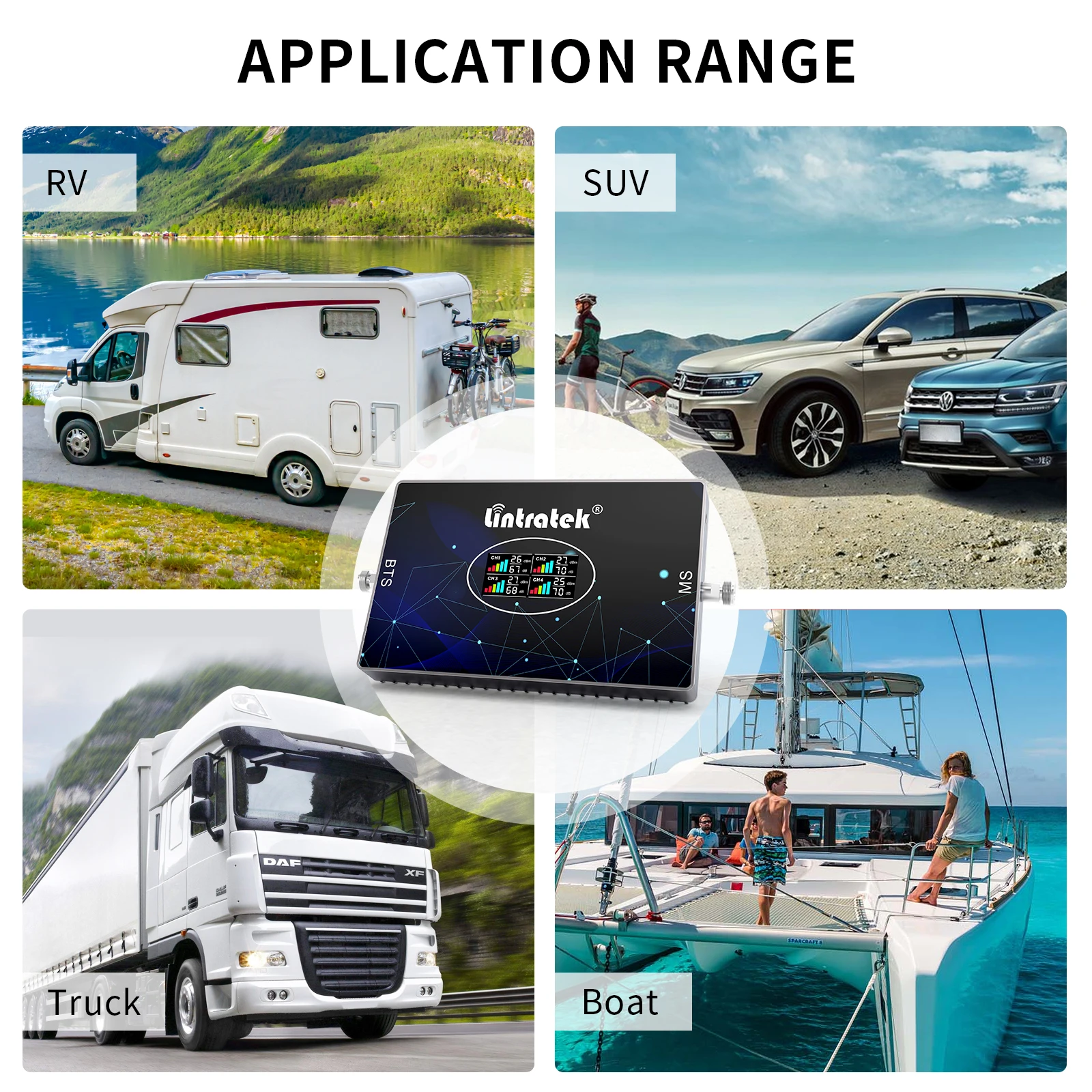 Imagem -05 - Lintratek Amplificador Celular Uso do Carro Cdma b5 850 1900 1700 B28 700 Mhz Signal Booster 2g 3g 4g Repetidor do Telefone Móvel Kit Band