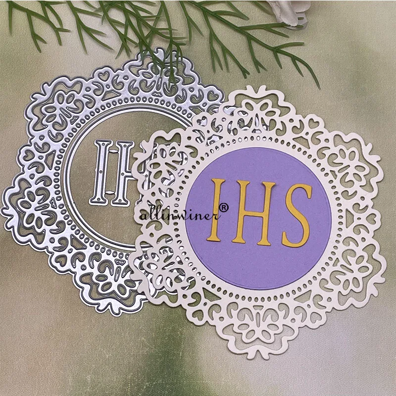 IHS letter lace frame Metal Cutting Dies Stencils Die Cut for DIY Scrapbooking Album Paper Card Embossing