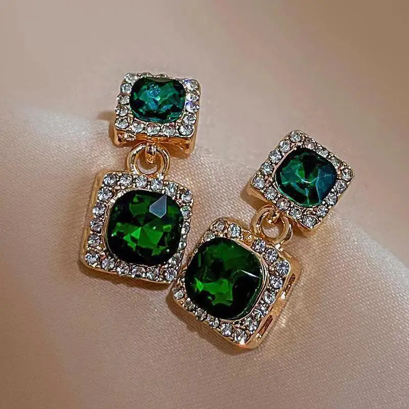 Adolph Trending Green Square Stone Stud Earrings New Design Fashion Party Korean Cheap Earring For Woman Wedding Jewelry 2023