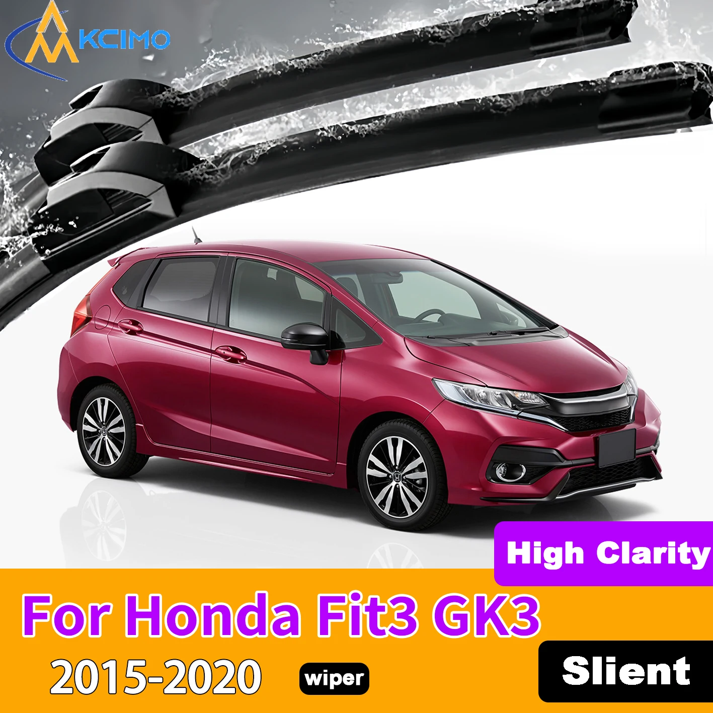 

KCIMO 2PCS Front Windshield Wiper Blades For Honda Fit3 GK3 2015-2020 Rubber Full Coverage Wiping Silent Wiper Blades