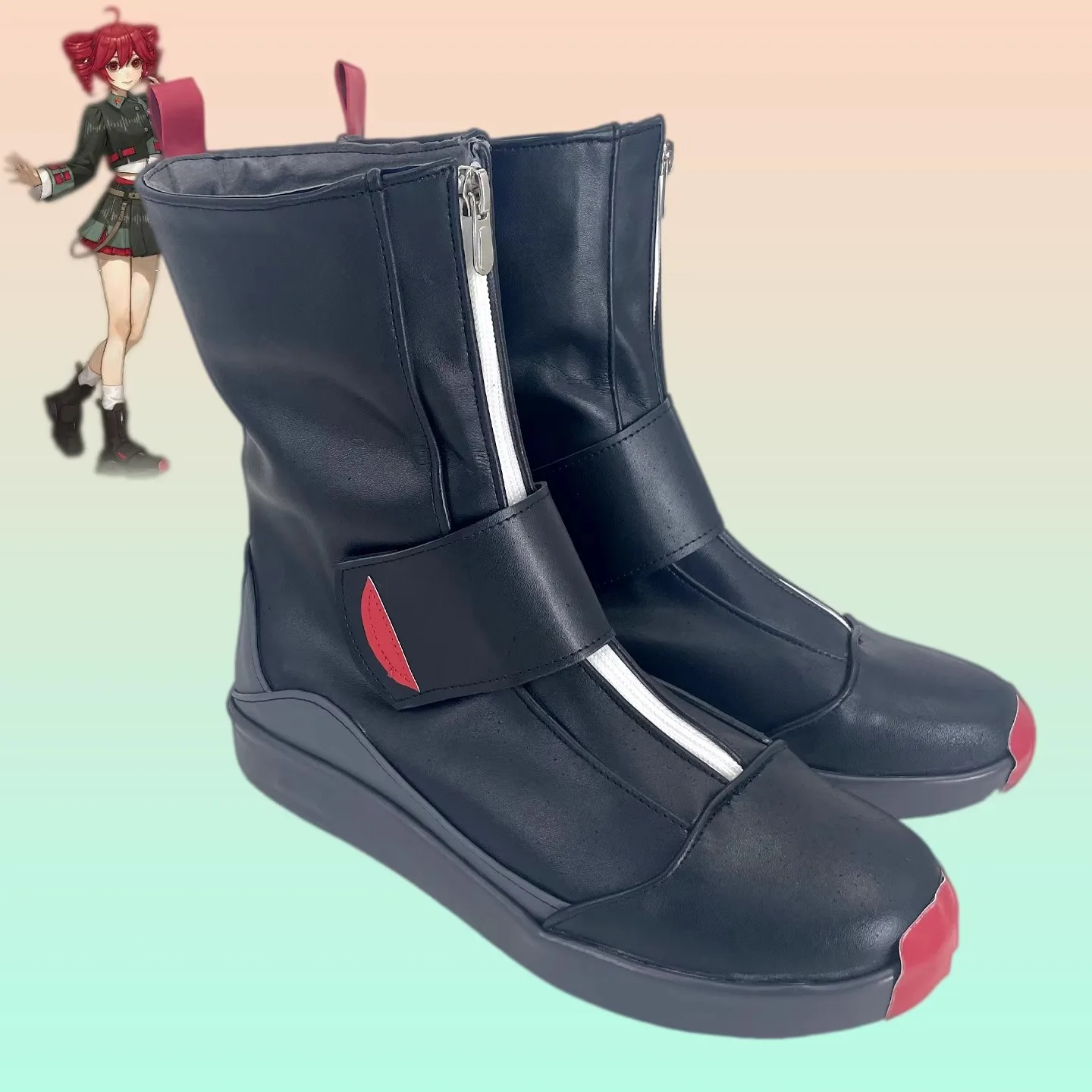 

Teto Synthesizer V Kasane Cosplay Costume Shoes Black Handmade Faux Leather Boots Shoes