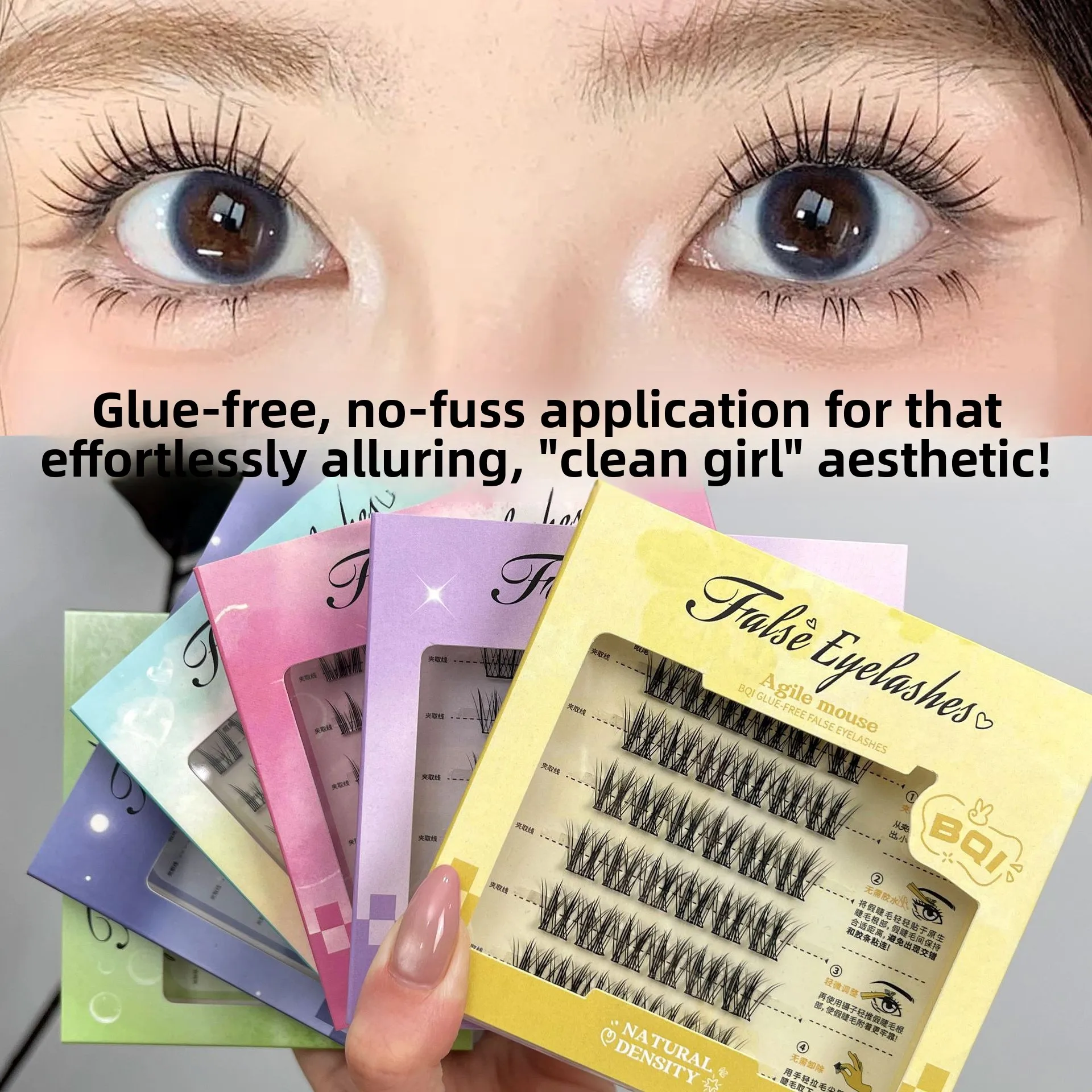 3pcs No Glue False Eyelashes, Sunflower Style Self-Adhesive Eyelashes, Family Photo Natural Grafted False Eyelashes