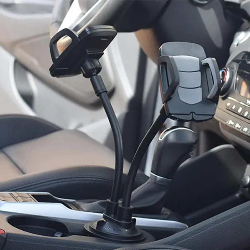 

Y1UB Car Mount Dual Cellphone Stand 360° Rotation Height Adjustable Double Cup Holder