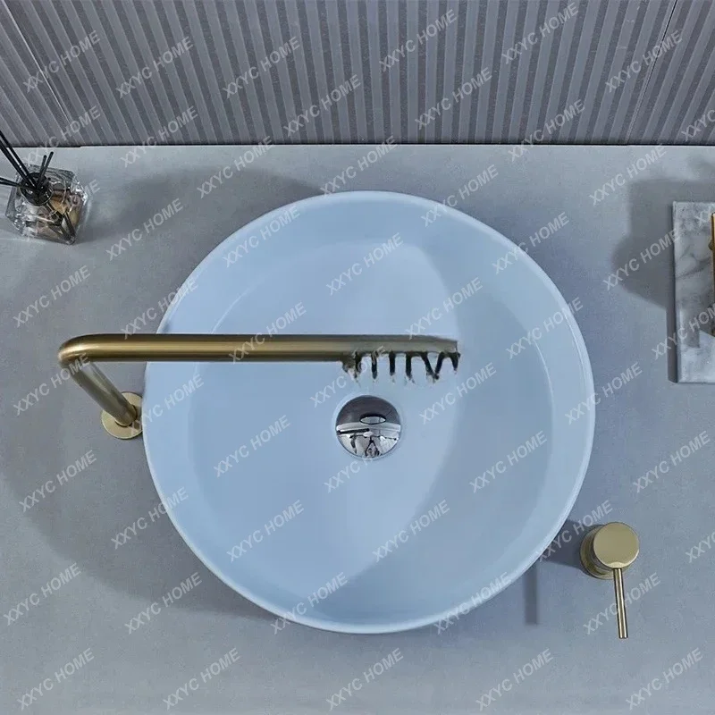 

A Artificial stone Mediterranean blue countertop basin Art basin, wash basin Washbasin Nordic bathroom roundAsmt52