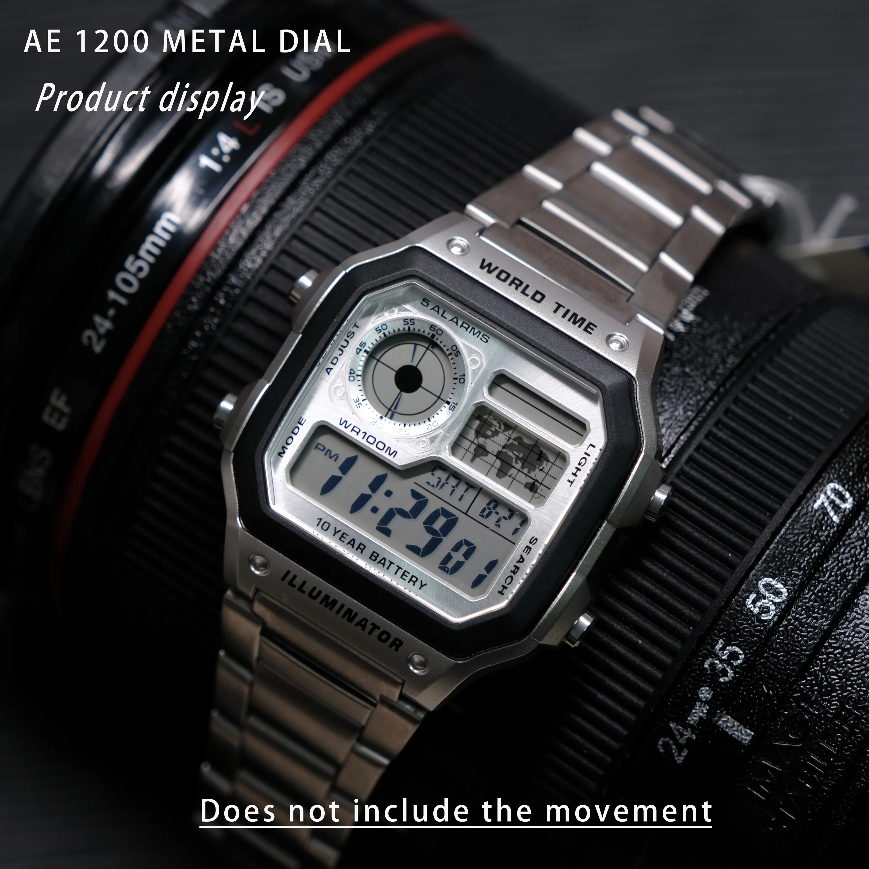 جودة عالية 3299 حركة AE-1200 ساعة الطلب طقم عصري ساعة نحاسية يابانية تعديل وجوه مع ملصق