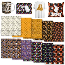 Lucky Goddness Halloween Infusible Transfer Ink Sheet 12x12 in Skull Pumpkin Sublimation Paper for T-Shirts Mugs Halloween Party