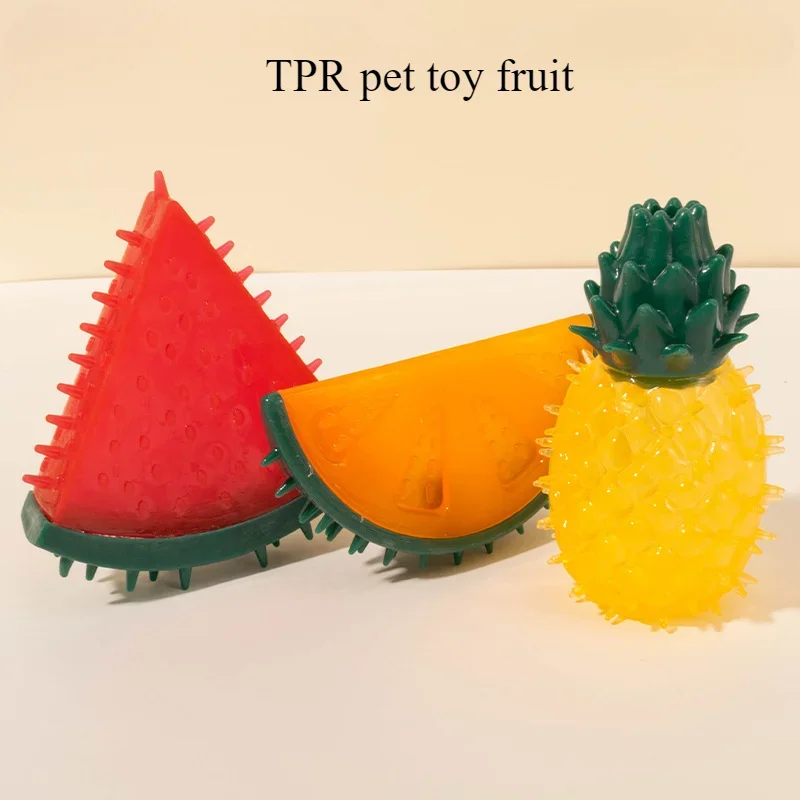 

Simulated Watermelon Pineapple TPR Pet Sound Toy Grinding Teeth Cleaning Teeth Chewing Glue Fruit Dog Toy