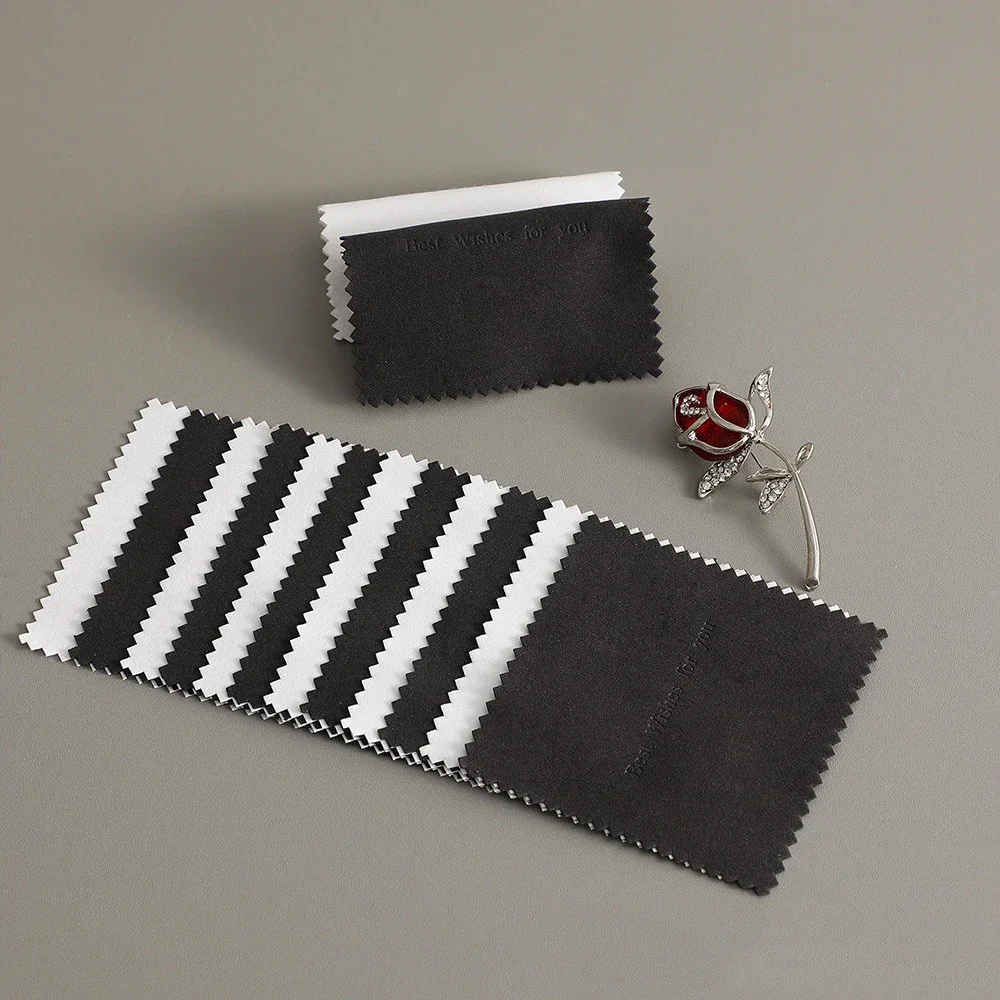 50/100Pcs Classic Personalized Logo Silver Polishing Cloth With 8.5x8.5cm Individual Packed Case Jewelry Suede Cleaning Wiping