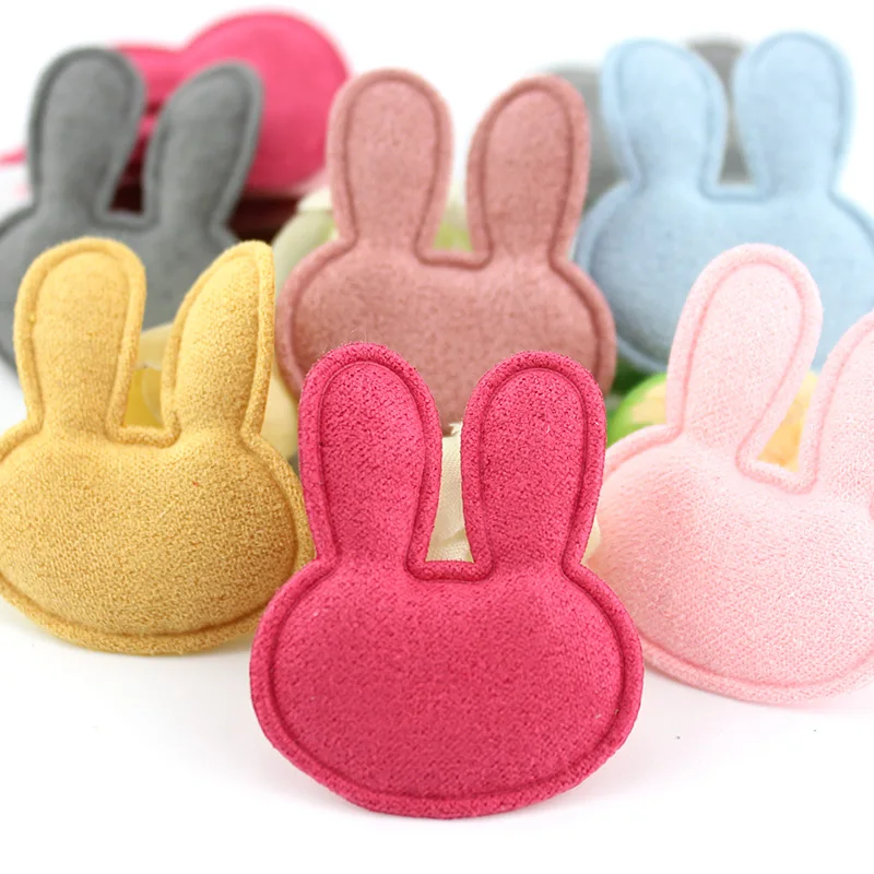 

60Pcs 3.5*4cm Cartoon Rabbit Head Padded Appliques For DIY Baby Headwear Hairpin Crafts Decor Bag Clothing Patches Accessories
