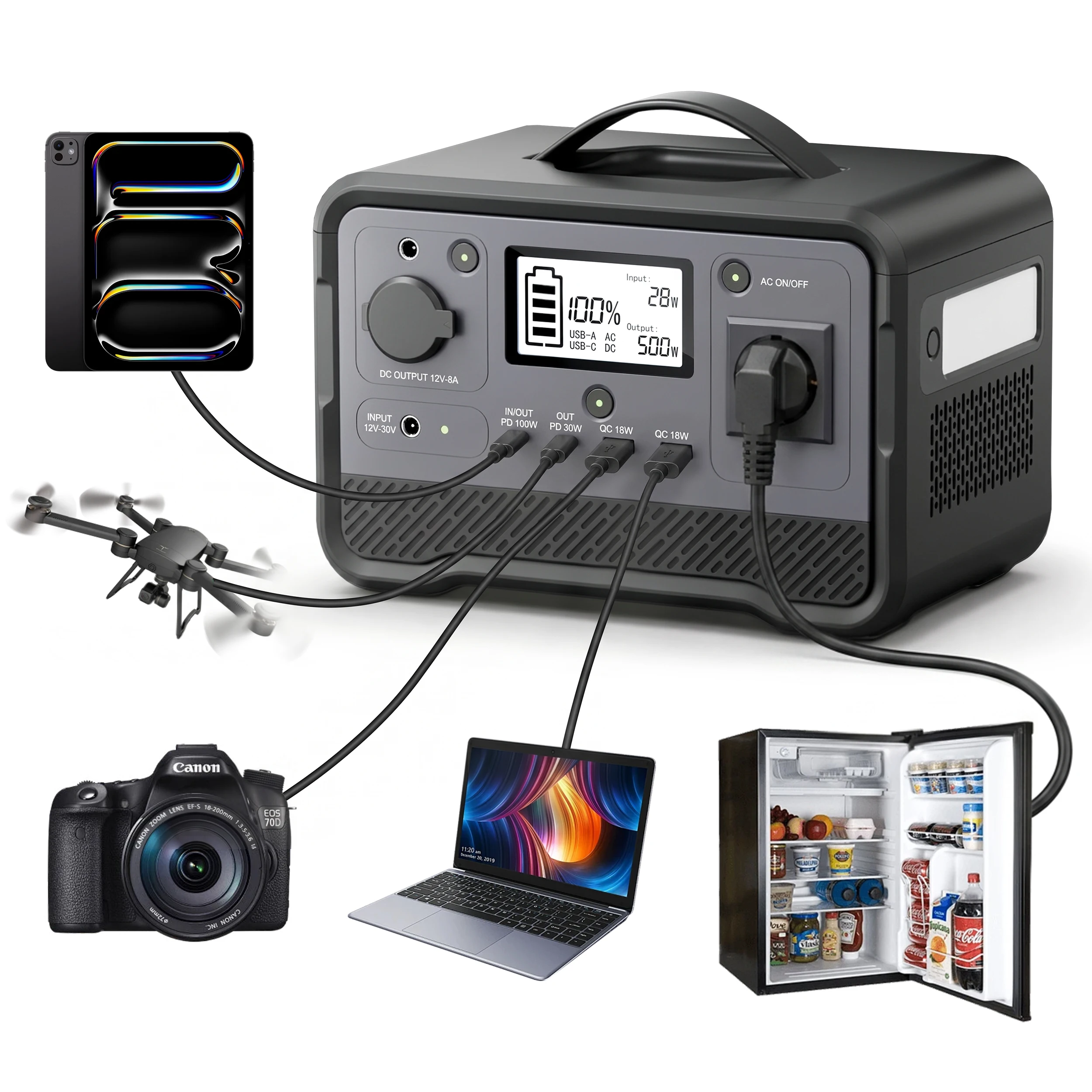 OEM Outdoor Camping Battery Power Station 350W 500W 700W 1000W 2400W 110v 220v Portable Solar Generator Emergency Power Supply