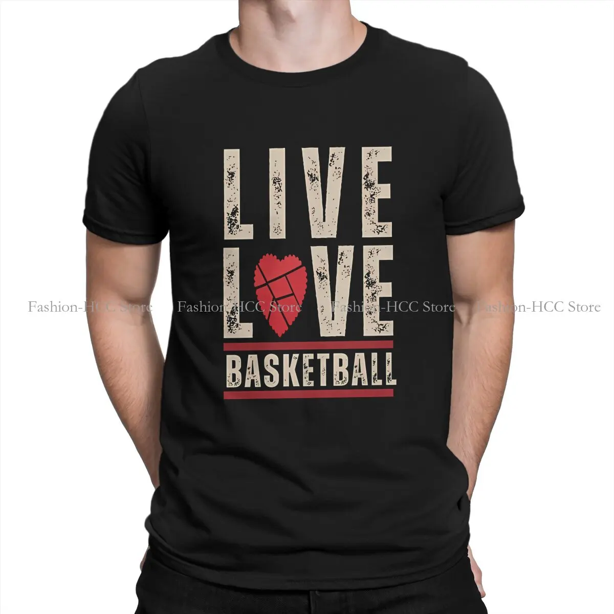 

Basketball Polyester TShirts Live Love Sport Print Men's T Shirt Hipster Clothing