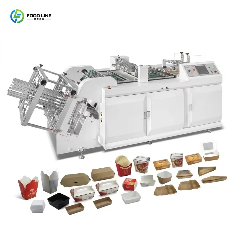 Automatic Paper Hamburger Box Forming Machine High Speed Lunch Box Carton Maker Food Grade Packaging Equipment