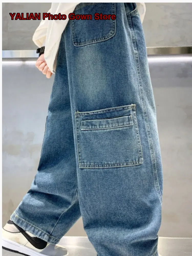 Boys Jeans Kids Spring Autumn Winter Casual Long Solid Color Older Kids