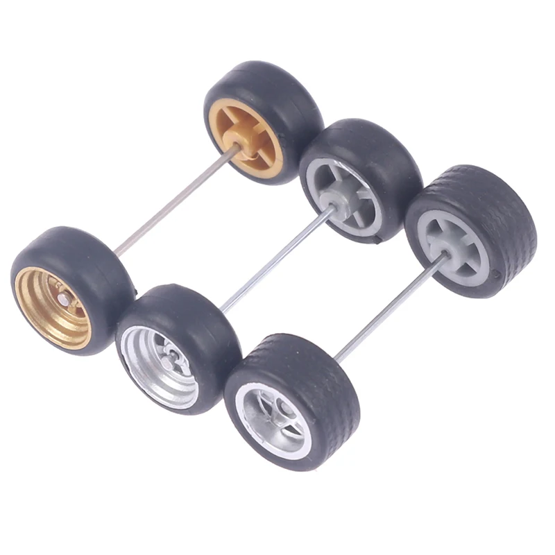 1Set 1/64 Wheels For Hotwheels with Rubber Tire Model Model Car Modified Parts Toys Power Refit Car model