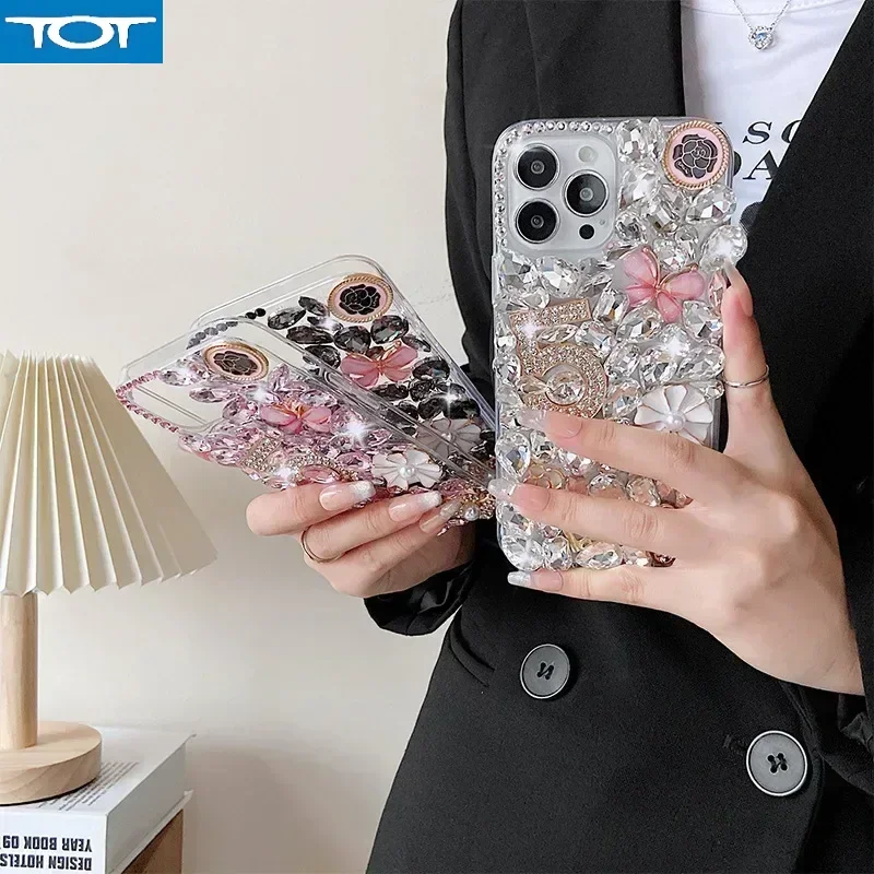 

Роскошный чехол для телефона с блестящими стразами и бабочкой, номер 5, чехол для iPhone 16 Plus 15Pro 14 13 12 11 Pro MAX, чехол для телефона 16promax