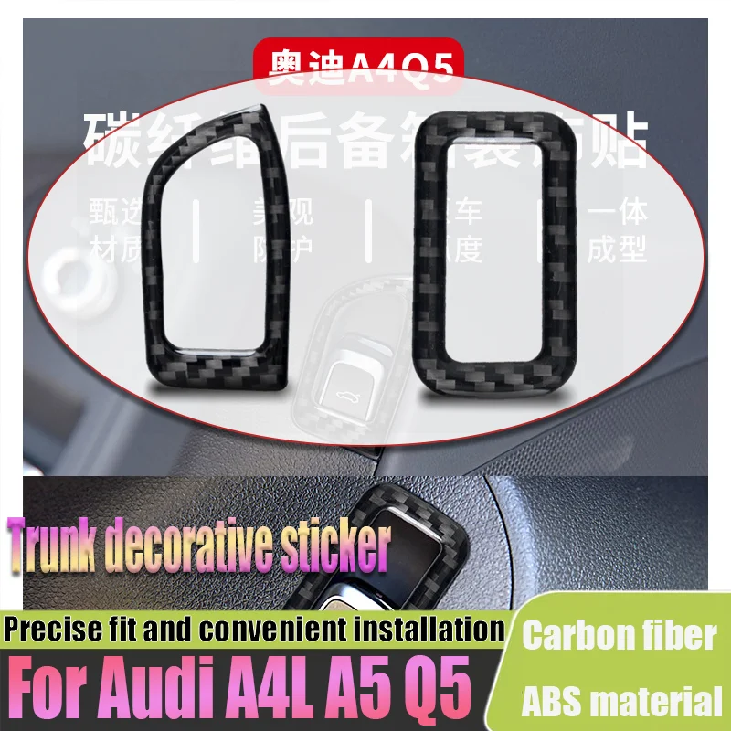 For Audi A4L A5 Q5 Interior Modification Real Carbon Fiber Trunk Decoration Sticker Auto Accessories