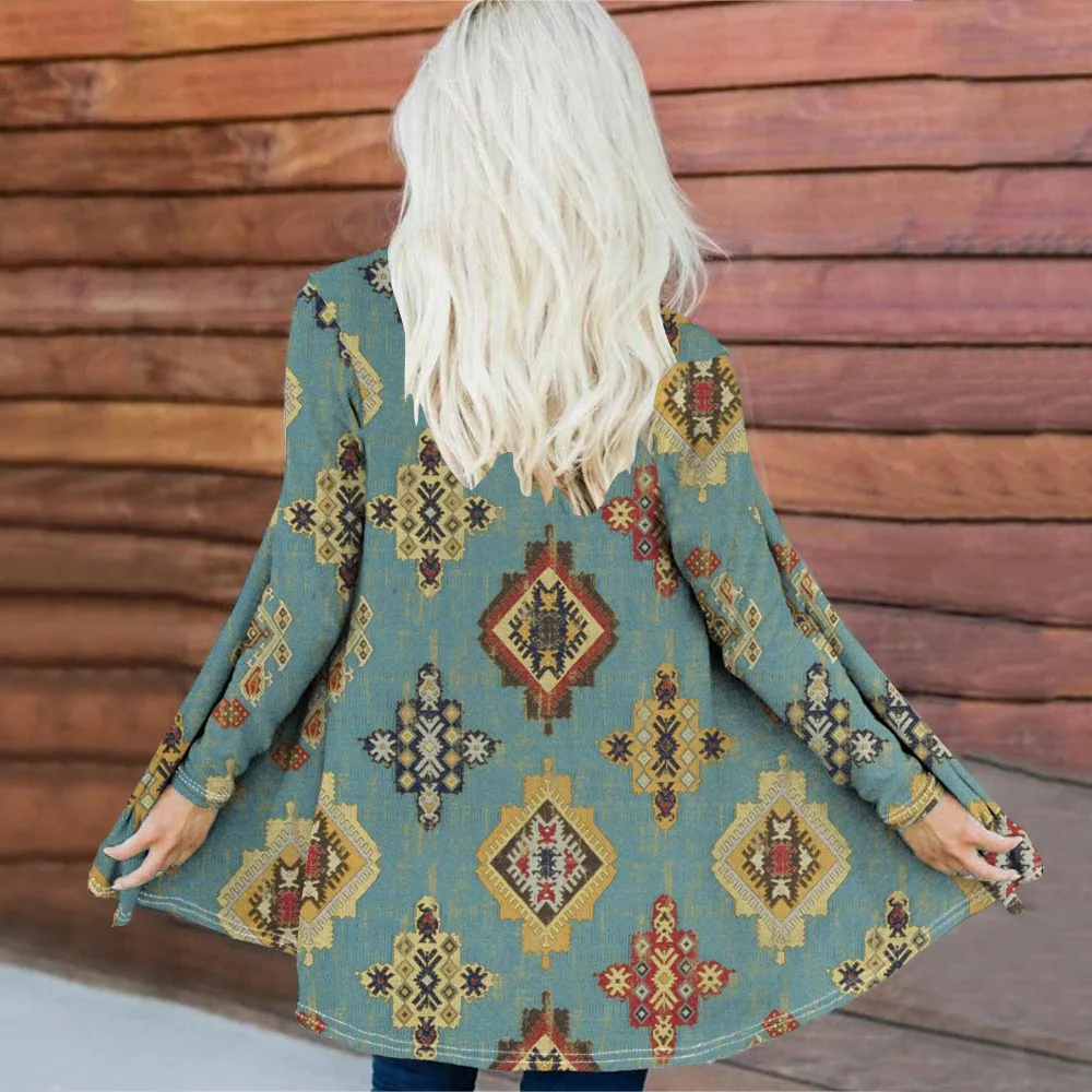 Ethnic style 2024 new spring and autumn loose, fashionable, comfortable and casual jacket for women, long sleeved cardigan WL2