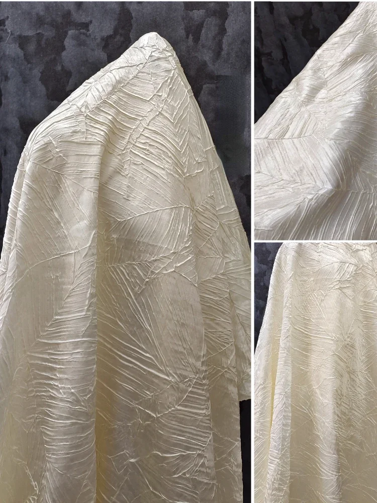 Pressed Pleated Fabric Heavy Textured Non Elastic Top Spring Summer Designer Cloth for Diy Apparel Sewing Meters Material