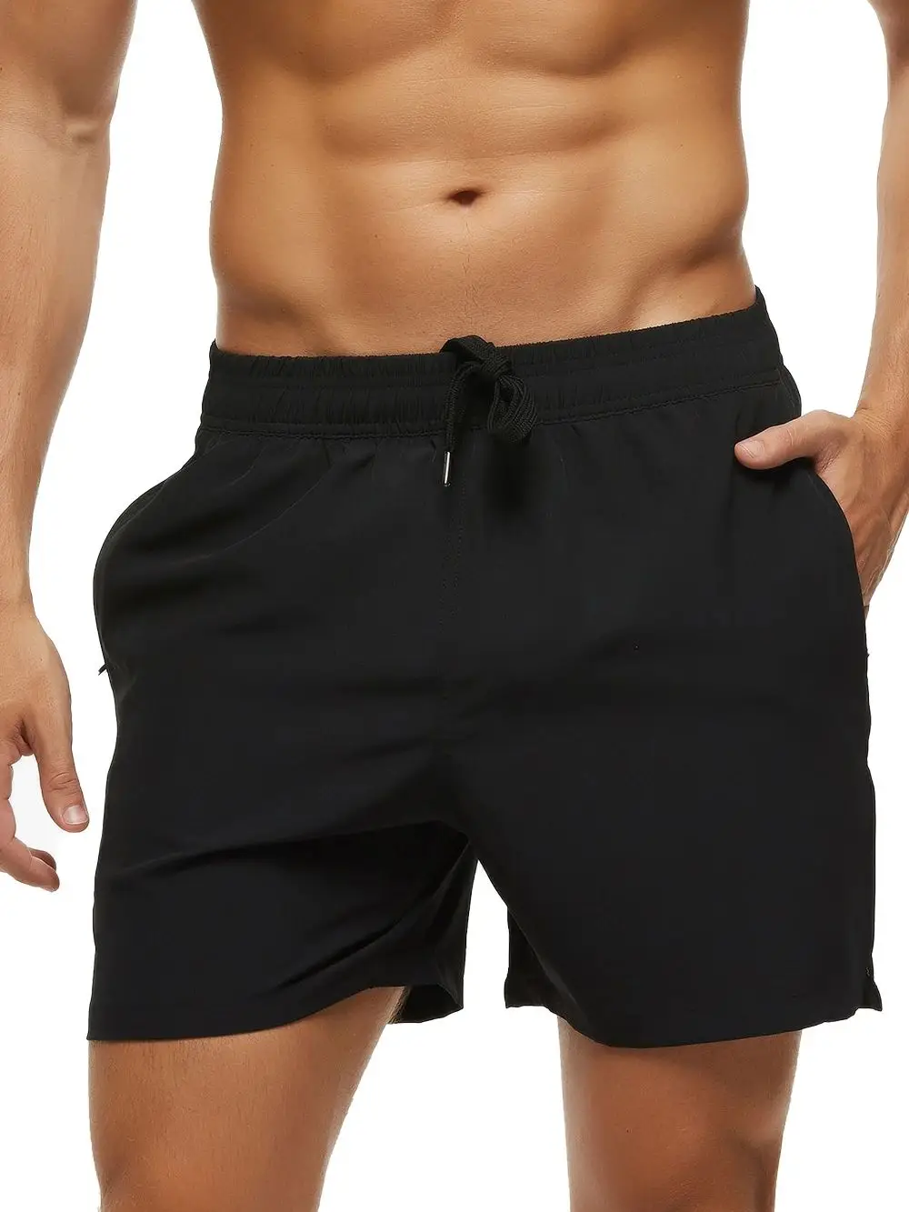 Summer Men's Swim Trunks Beach Shorts Elastic Closure Quick Dry Short Pants With Zipper Pockets product image