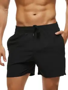 Summer Men s Swim Trunks Beach Shorts Elastic Closure Quick Dry Short Pants With Zipper Pockets