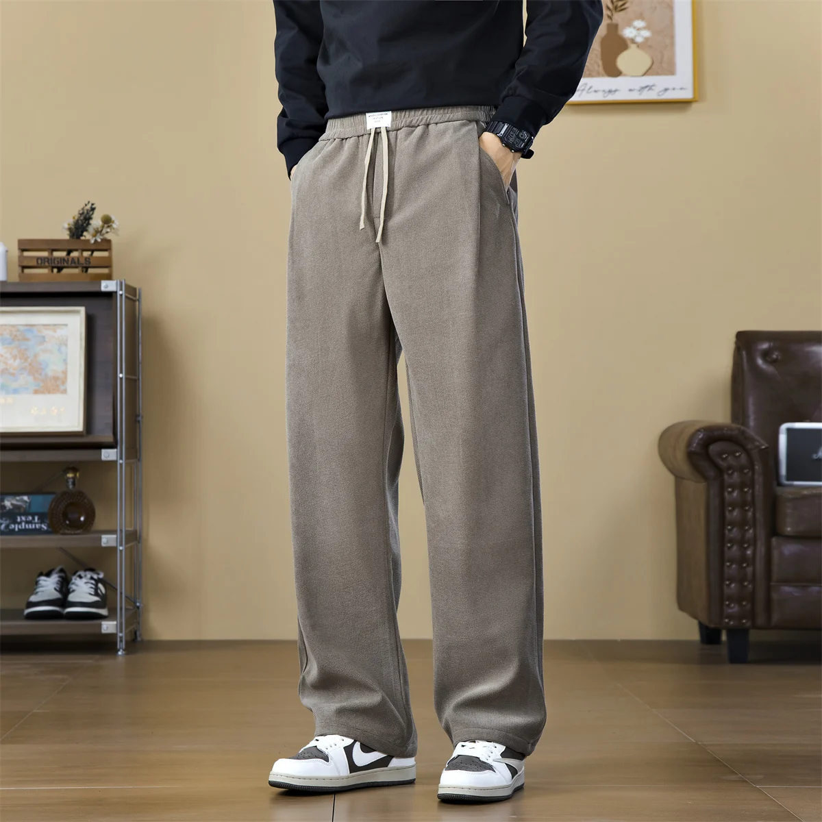 

Мужские повседневные деловые брюки осень/зима Corn Kernel Boao бархатные повседневные брюки для мужчин модные свободные прямые брюки-трубы