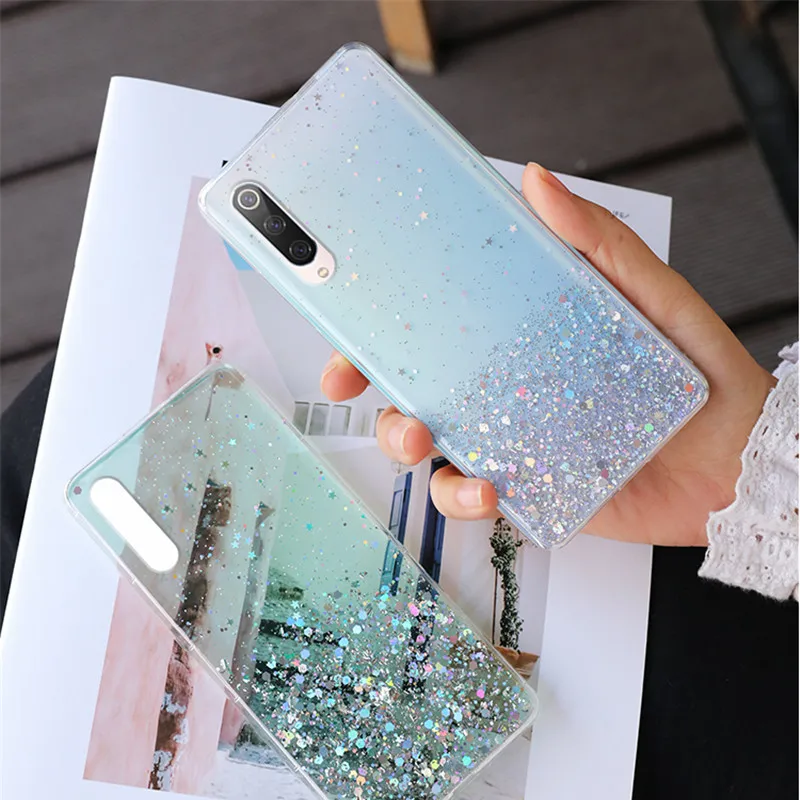 Fashion Glitter Case For Samsung Galaxy A70 A50 A72 A30 A40 A30S A32 A21S A52 A20E A21 A42 A01 A10 Case Transparent Phone Cover