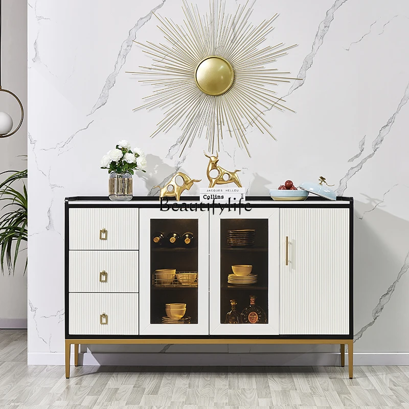 Living Room Drawer Partition with Bucket Equipment Sideboard Glass Door Wine Tea Cabinet Home Decoration