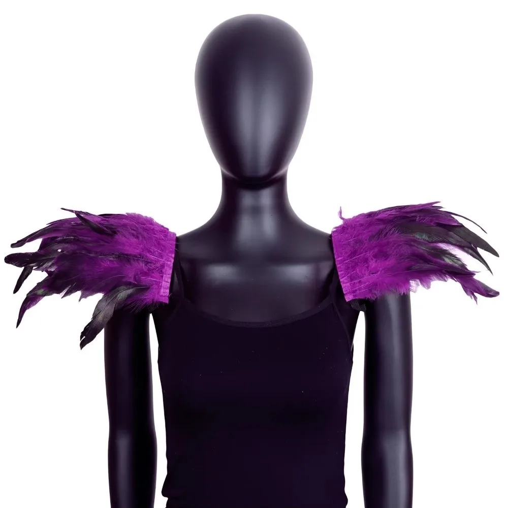 Fashion Gothic Style Feather Shoulder Badge Punk Elastic Ball Shawl Double Shoulder Adjustable Performance Shawl Girl