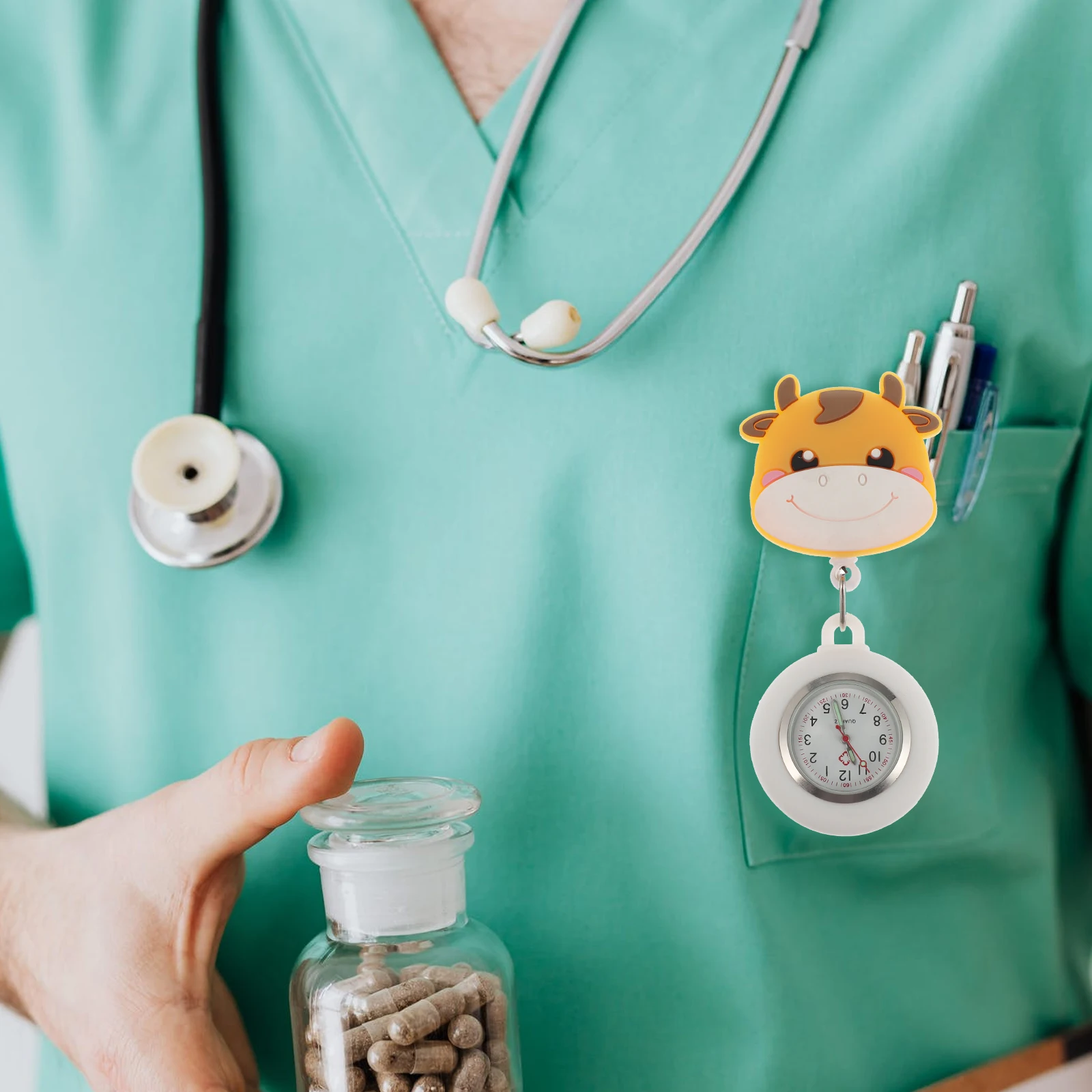 

Nurse Pocket Watch Quartz Metal Chain Small Size Lightweight Practical Cartoon Hanging Watch Delicate Design Portable Watches