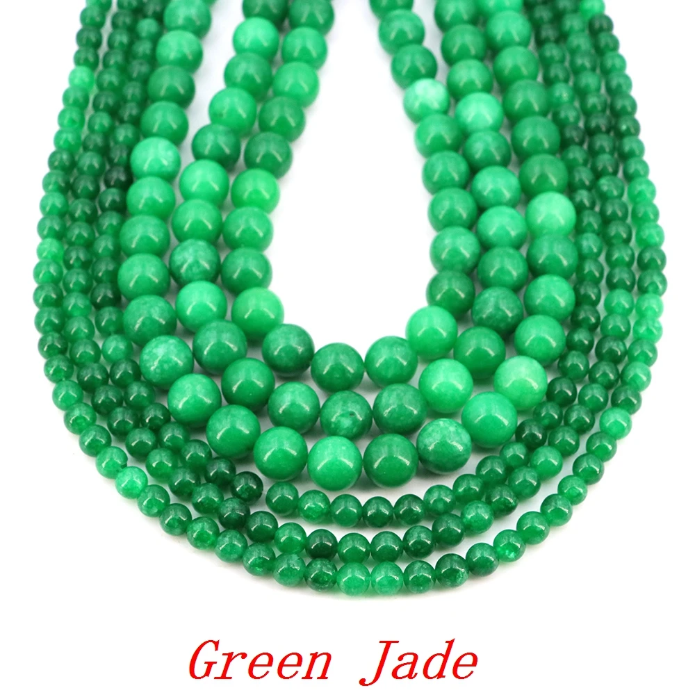 4/6/8/10/12mm Natürliche Grüne Jade Perlen Runde Lose Spacer Perlen für Schmuck Machen liefert DIY Energie Heilung Armbänder Halskette