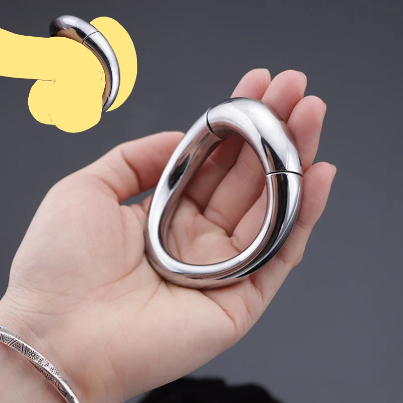 2023 Metal Penis Dick Lock Ring Arc Male Magnetic Cock Ring On Penis Heavy Cbt Cockring Adults Delay Ejaculation Sex Toy Men 18+