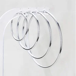 Clip On Big Hoop Earrings Stainless Steel Spring-loaded Clip On Earrings for Women Fake Hoop Earrings For Non-Pierced Ears