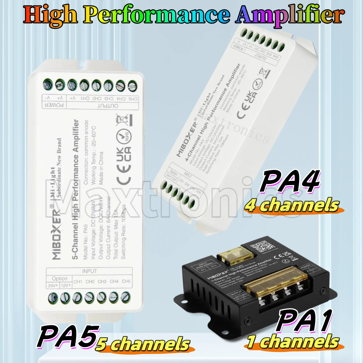 

HOT Miboxer LED Strip Amplifier High Speed Performance DC12-24V Strong Compatibility PA1 1-CH/ PA4 4-CH /PA5 5-CH LED Controller
