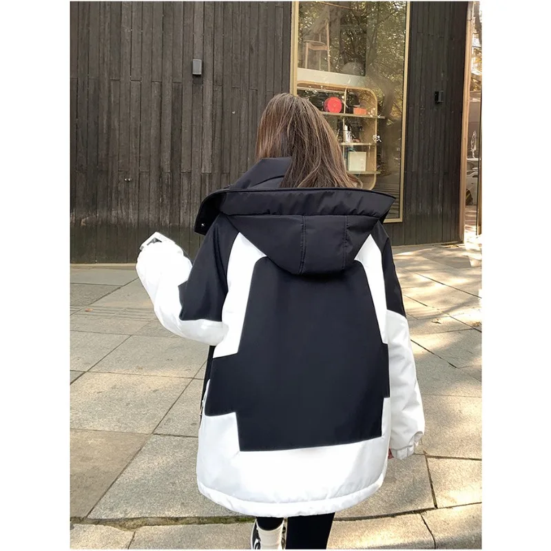 Women Winter Clothing Snowboarding Skiing Jackets Outdoor Warm Cargo Jacket Patchwork Hooded Windproof Outerwear Casual