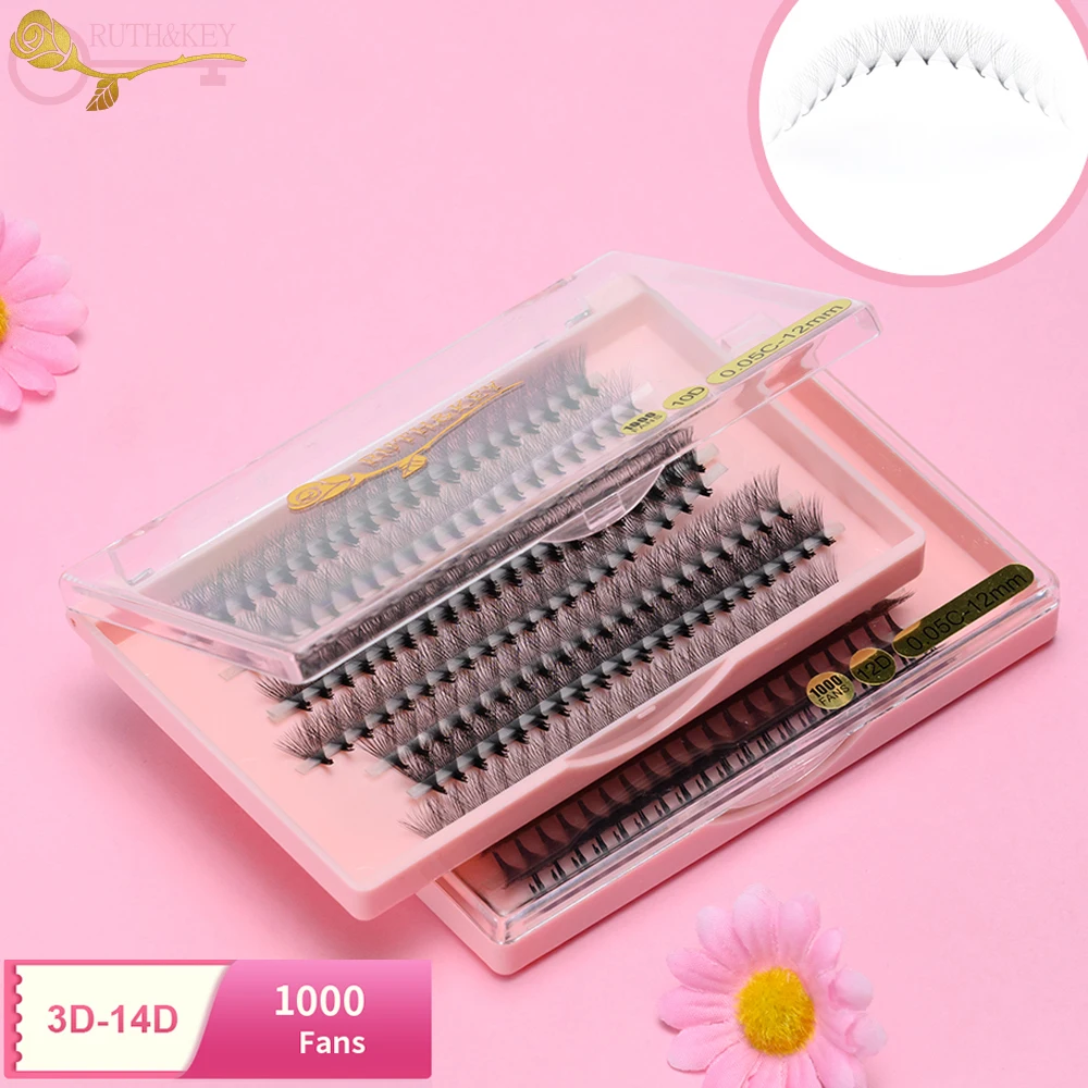 500Fan 0.05/0.07 Thin Pointy Slim Narrow Base Premade Volume Fans Sharp Stem 3D-14D Faux Naturel Individual Manga Lash Extension