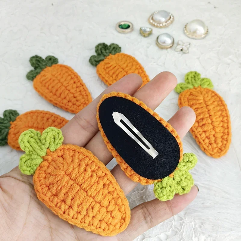 1 pcs Handmade Knitting Cute Fruit Hair Clips Carrot Barrettes Hairpins Kawaii for Girls  Knitted Patterns Headwears