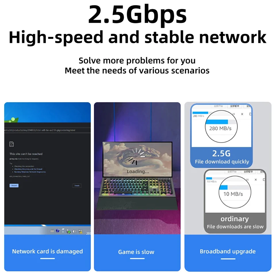 2500Mpbs PCIe to RJ45 Network Adapter Inte I225 2.5Gbps Gigabit Network Card Ethernet Wired LAN Controller Adapter For Win10/11