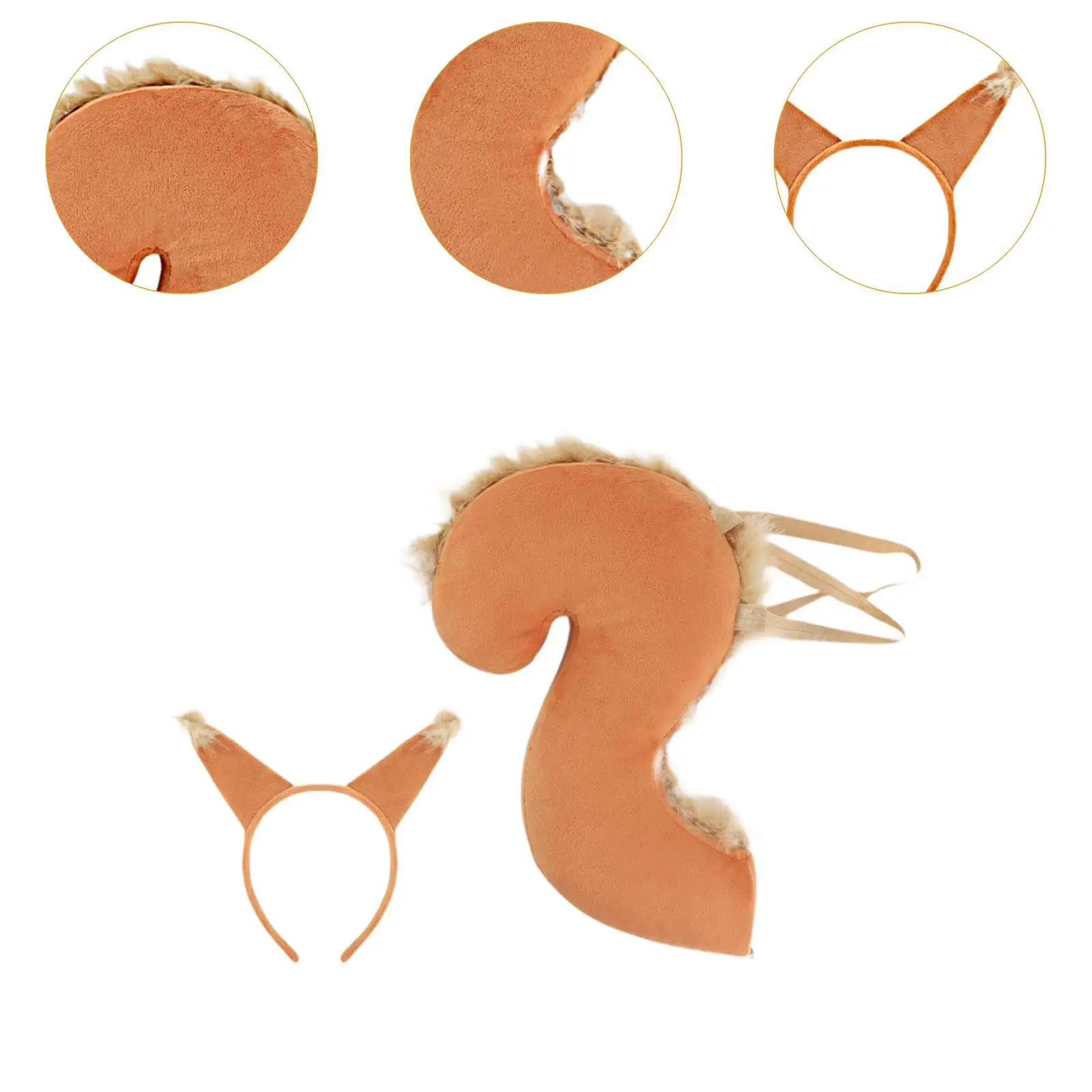 Eekhoorn oren en staart set cosplay kostuum accessoires jurk dierenhoofdband voor rollenspel prestaties carnaval Halloween feest